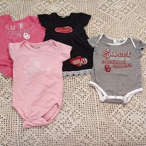 OU SOONERS Baby Bundle Lot Of 4 6-12 Months Onesie & Dress